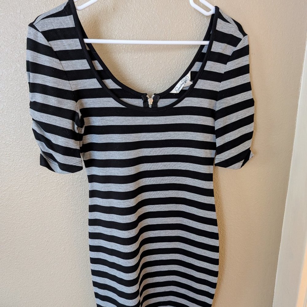 Speechless Black and Gray Striped Women’s Dress